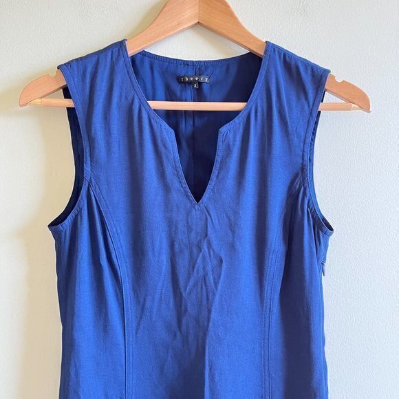 Theory Adalize Habitat Notch V Neck Pockets Shift Dress Size 2 Sleeveles… - Picture 6 of 11